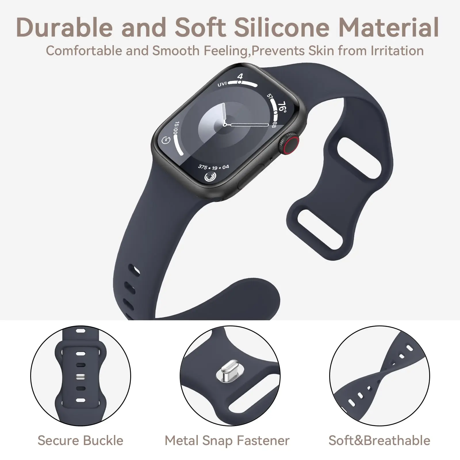 Silicone Strap For Apple Watch Bands 46mm 42mm 45mm 41mm 40mm 44mm Correa Bracelet iWatch Series 12 11 10 9 SE 8 Ultra 4 3 49mm