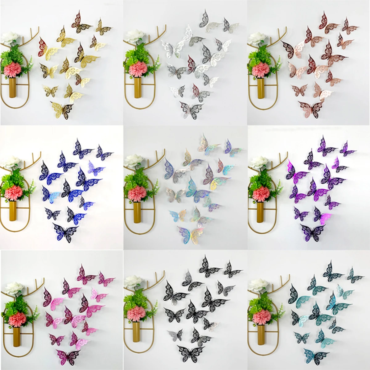 12/18pc Newest 3D Colorful Butterflies Wall Sticker Beautiful Butterfly Home Decor Wedding Party Room Decoration Wall Decals