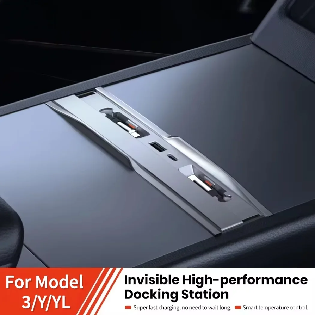 For Tesla Model 3/Y/YLHighland Juniper Docking Station Fast Charger Intelligent Expansion Dock Central Control Charging Shunt