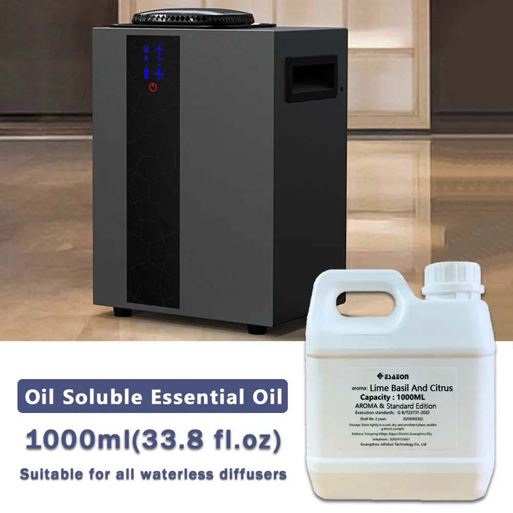 ESAEON 1000ml(33.8 fl.oz) Lime Basil And Citrus Essential Oil - For All Waterless Aromatherapy Machines,Hotel Aroma Machine Oils