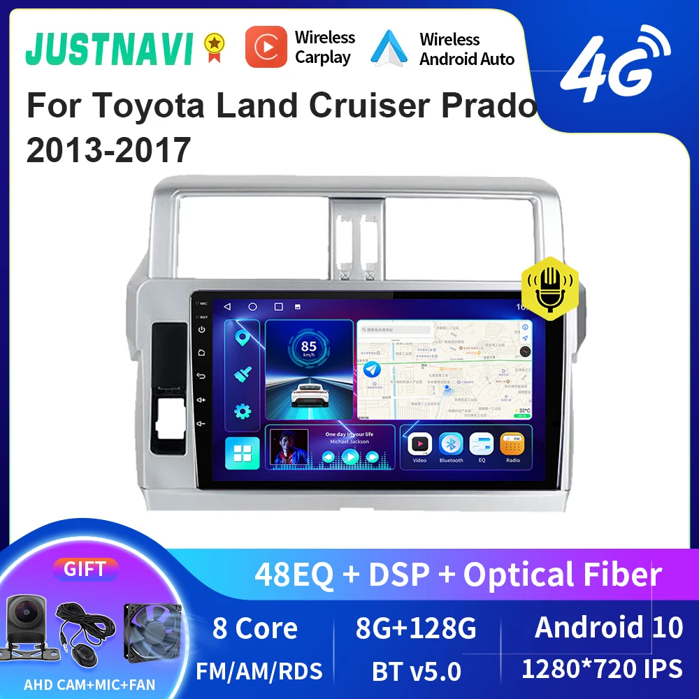 JUSTNAVI QT10 4G LTE 2din Car Radio GPS Navigation Autoradio For Toyota Land Cruiser Prado 150 2013 2014 2015 2016 2017 SWC RDS