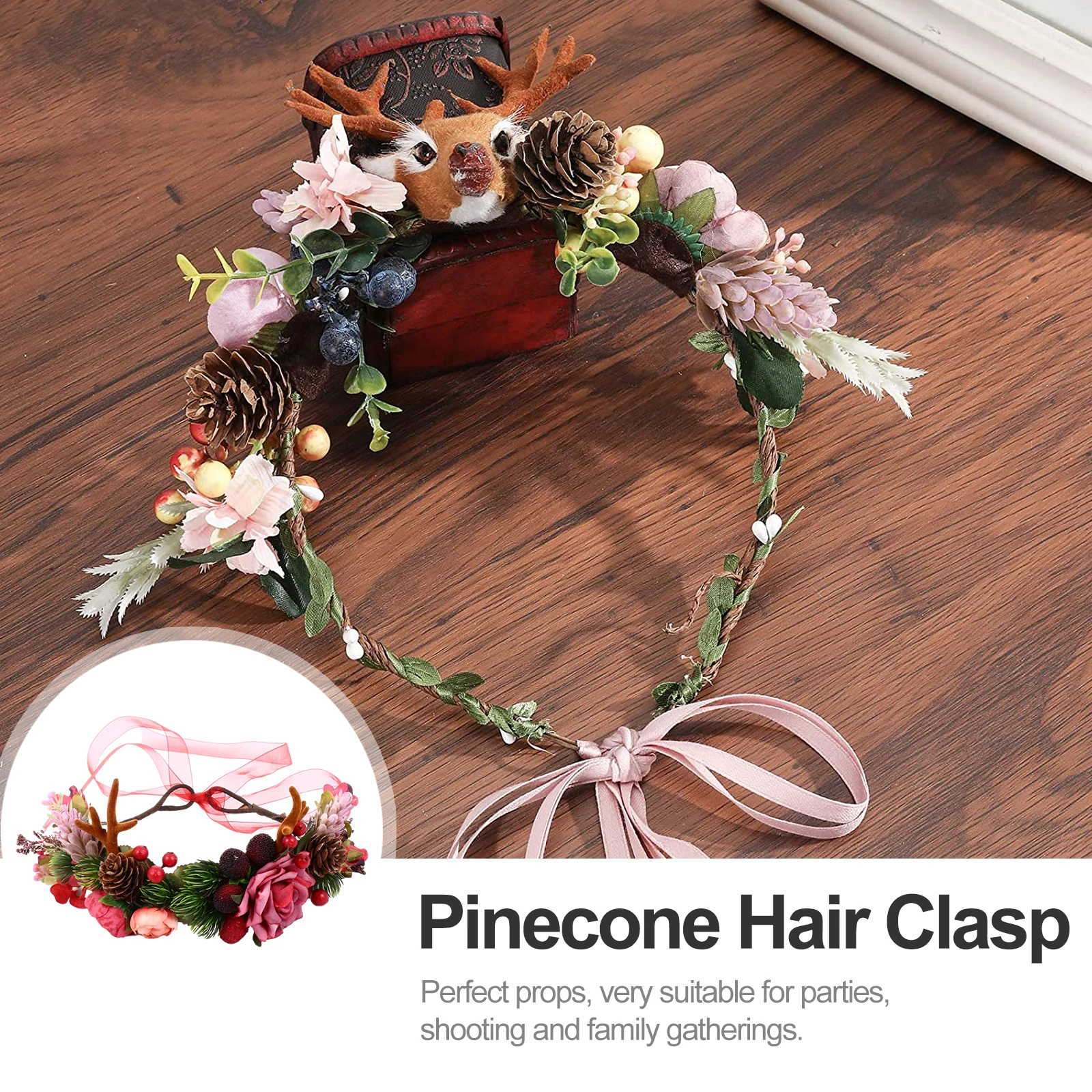 

Berry Antler Headband Headbands for Hair Fabric Christmas Headdress
