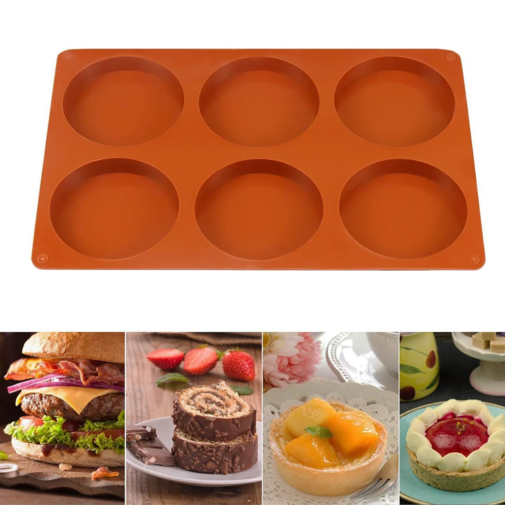 6 ثقوب قالب من السيليكون المستديرة كعكة المعجنات قوالب الخبز هلام بودنغ الصابون شكل كعكة الثلج أداة زخرفة القرص قالب البسكويت الخبز
