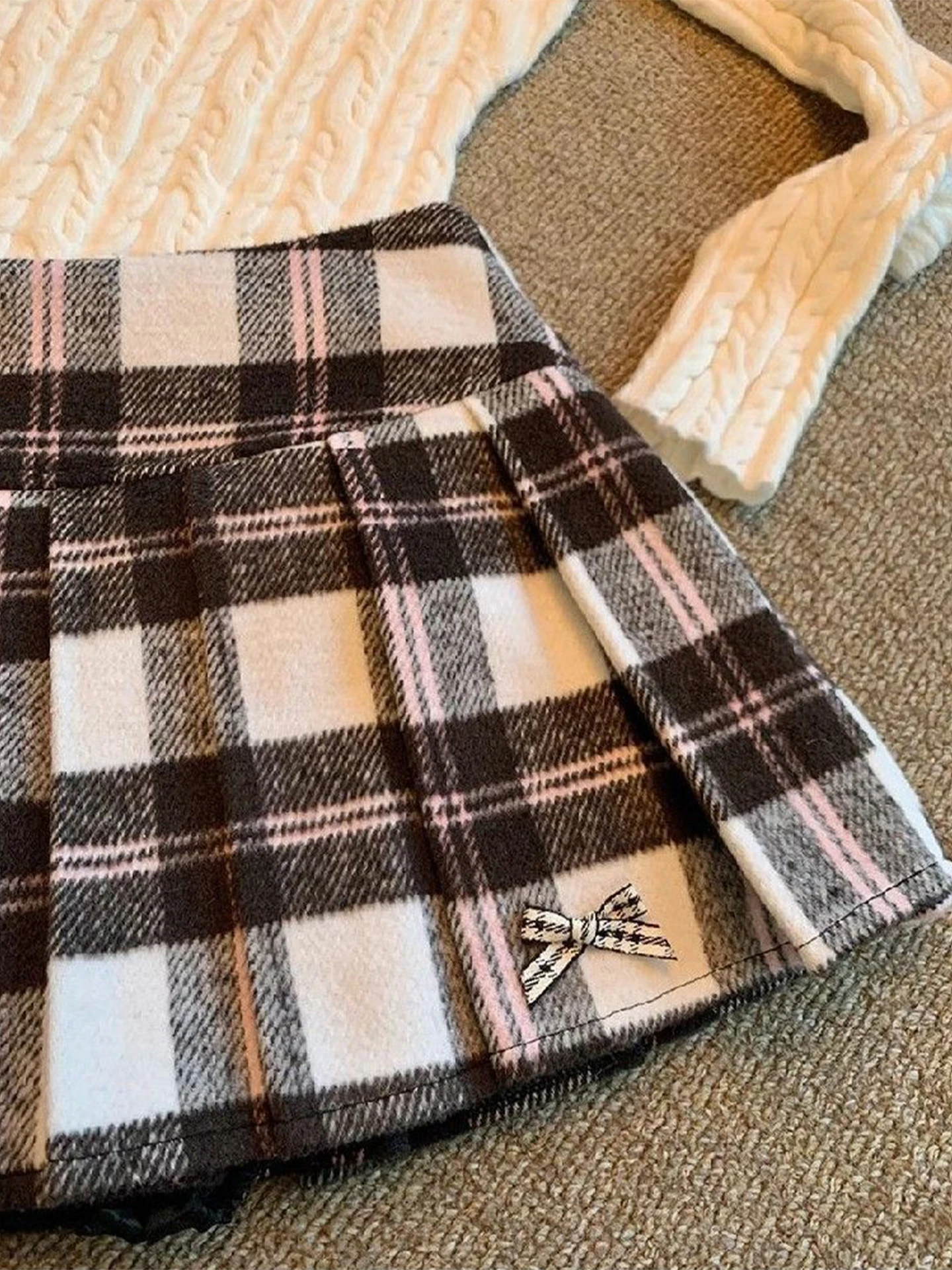 تنورة صوفية مربعات بخصر مرتفع للنساء، موديل جديد لخريف وشتاء 2023، تصميم أمريكي أنيق على شكل حرف A، تنورة متعددة الاستخدامات...