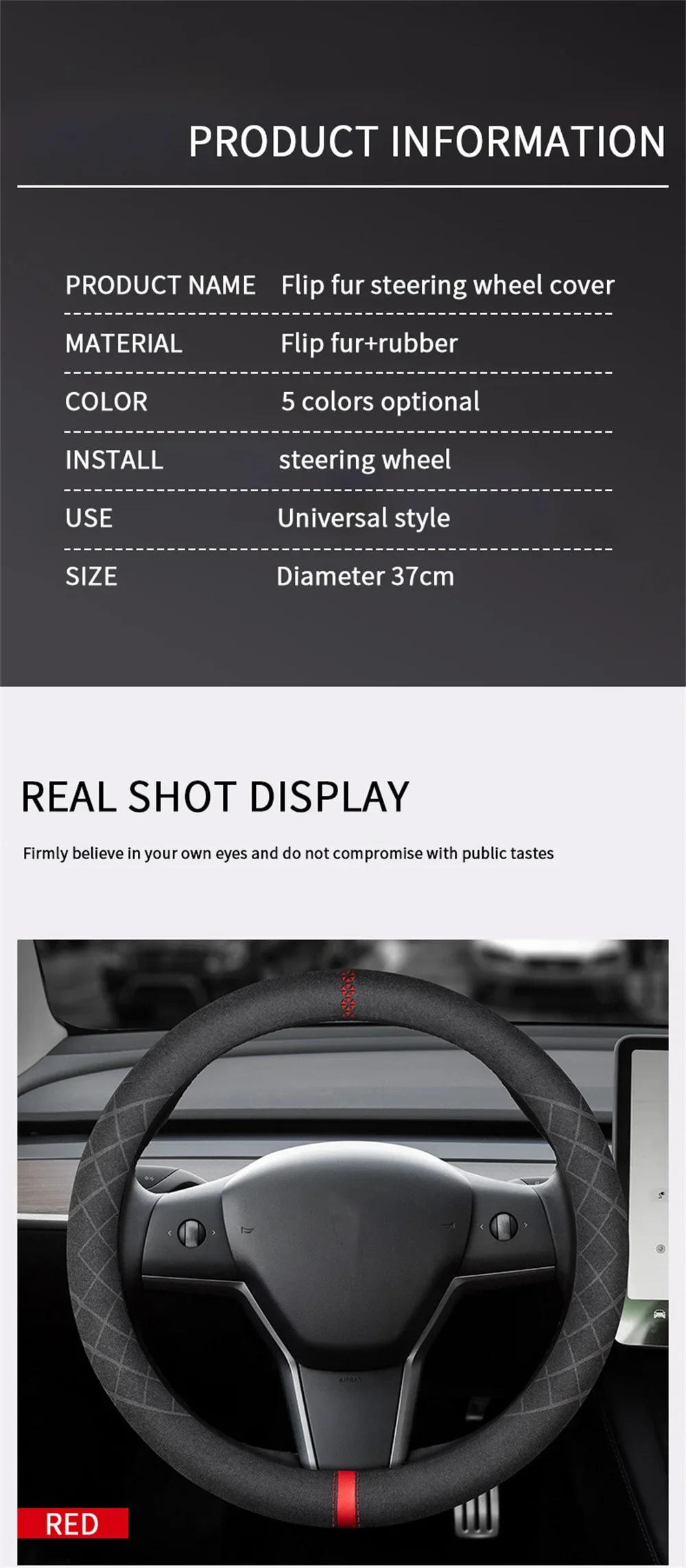 Auto-Lenkradbezug aus Wildleder, 38 cm, rutschfest, atmungsaktiv, universell einsetzbar, Kalibrierungsmarkierung, Autozubehör für Tesla. – Detail 12
