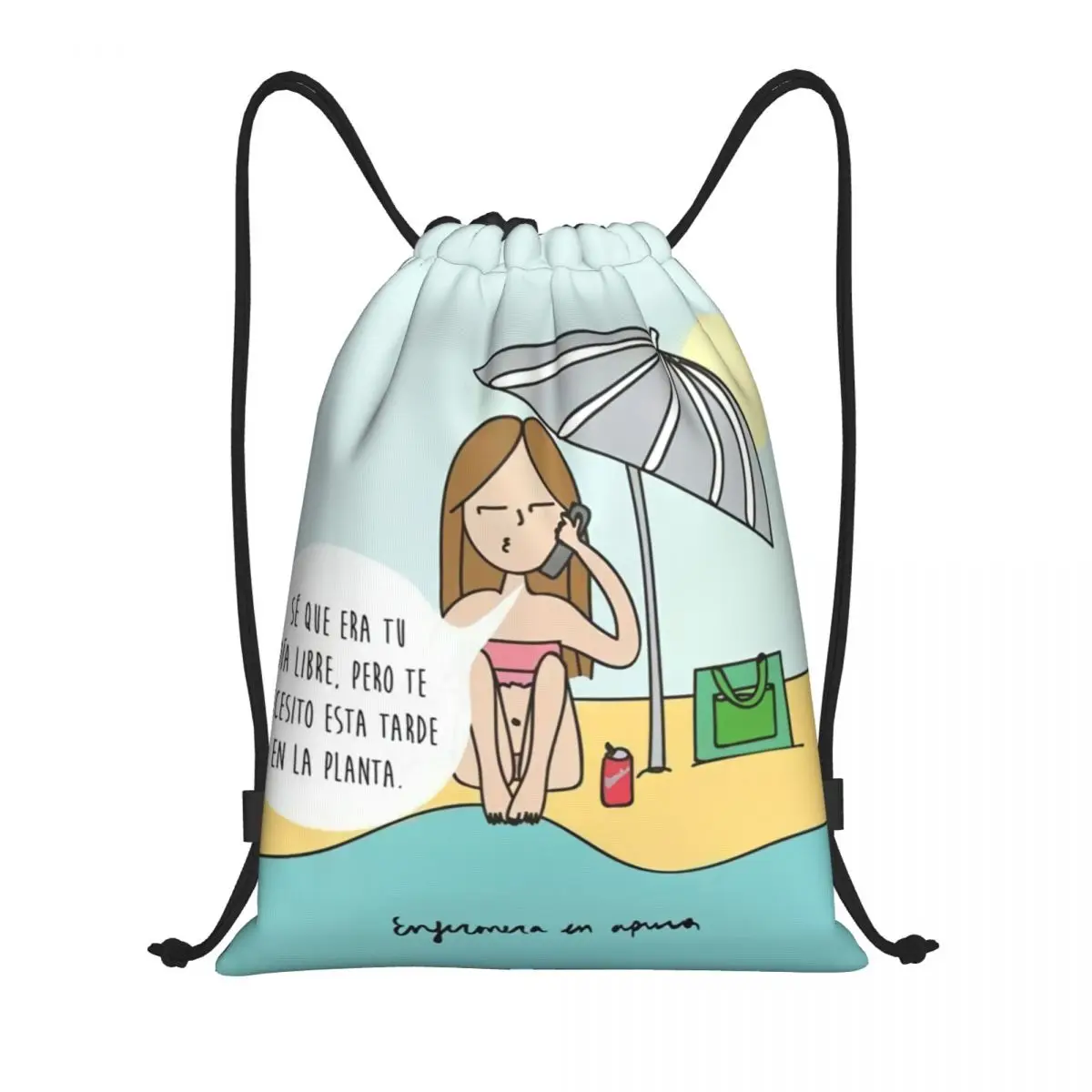 Enfermera En Apuros Drawstring Bags Men Women Foldable Gym Sports Sackpack Doctor Nurse Shopping Backpacks