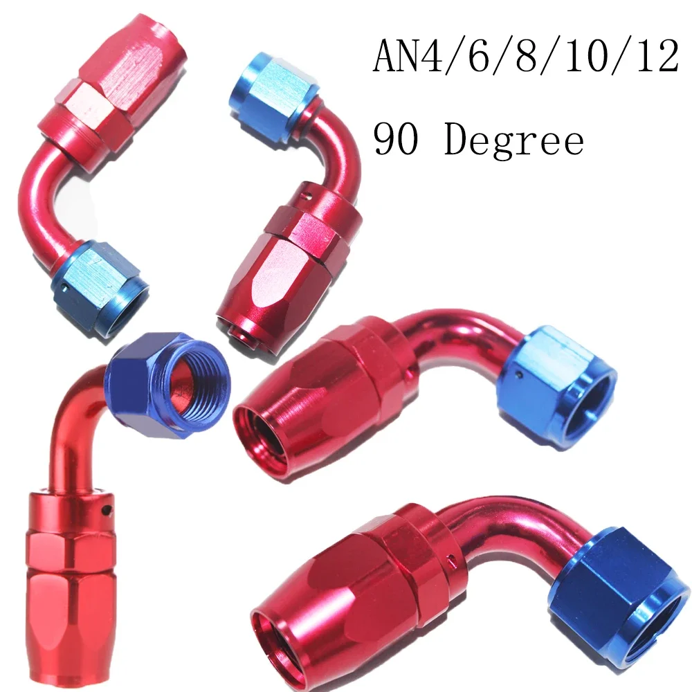 90 Degree AN 4 6 8 10 12 Oil/Fuel/Swivel Hose Aluminium FittingS Swivel AN Fitting Adapter Oil Fuel Reusable Fitting Hose End