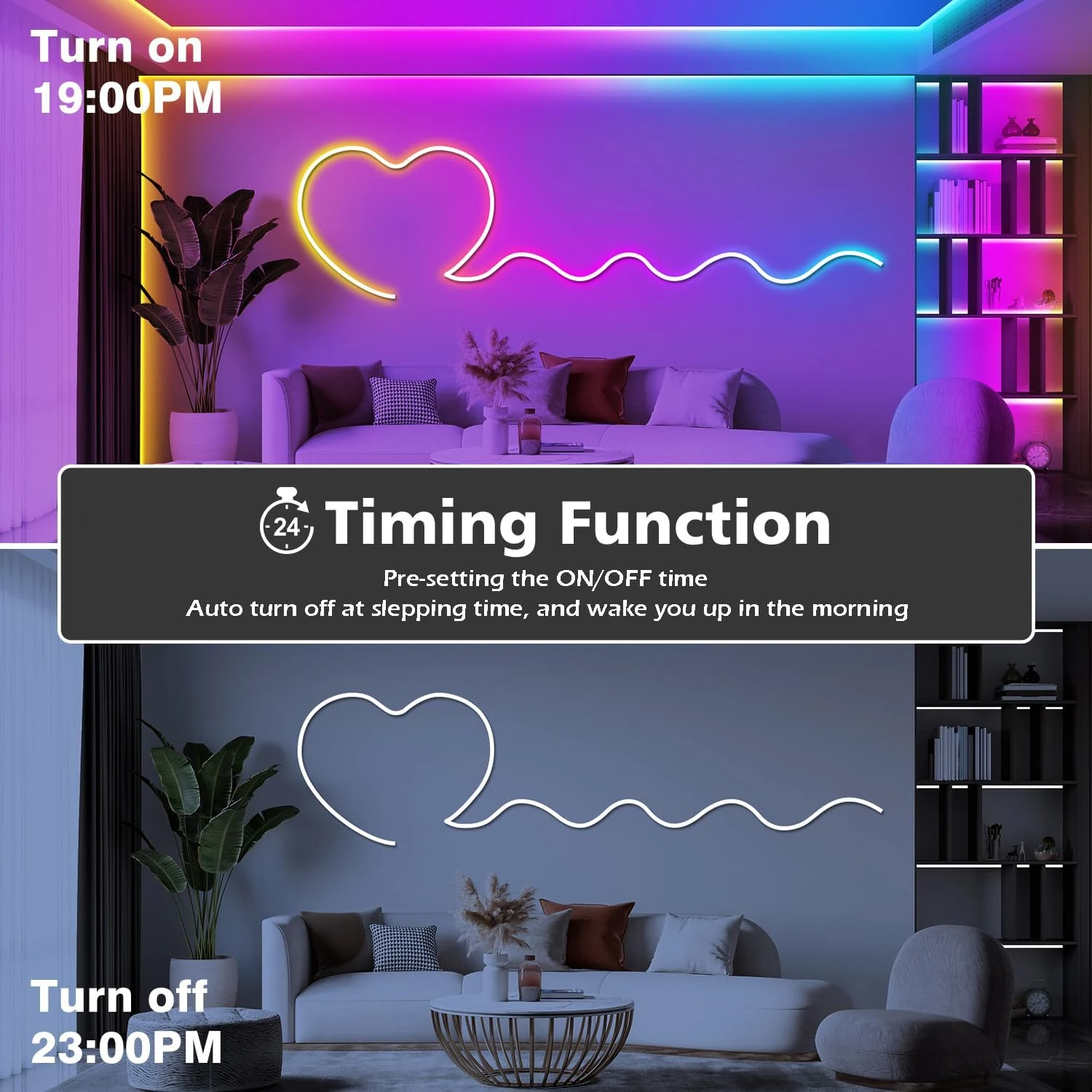 RGB Neon Rope Lights, Flexible LED Neon Strip Lights, Remote Control & Music Sync, Multiple Lighting Modes, DIY Neon Lights for Bedroom, Gaming Room, Outdoor Party Wall Decor 3