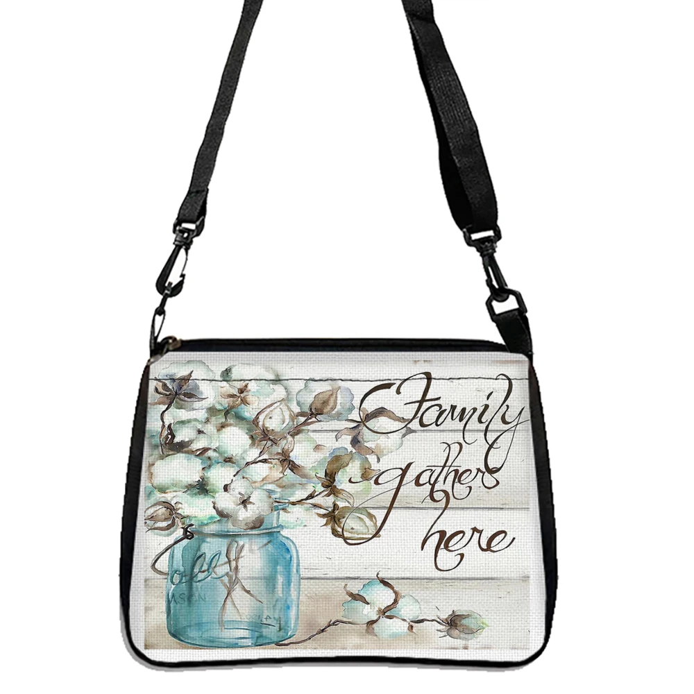 Retro Glass Cotton Sunflower Printed Shoulder Bag Double-sided Printed Shoulder Bag Daily Casual Bag 5.21