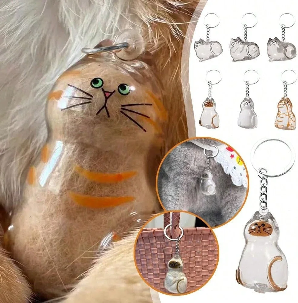 شفافة الحيوانات الأليفة الشعر تذكار الحاويات الإبداعية اليدوية القط الشعر قلادة لشعر الحيوانات الأليفة سلسلة المفاتيح المحمولة DIY قلادة التبعي #1
