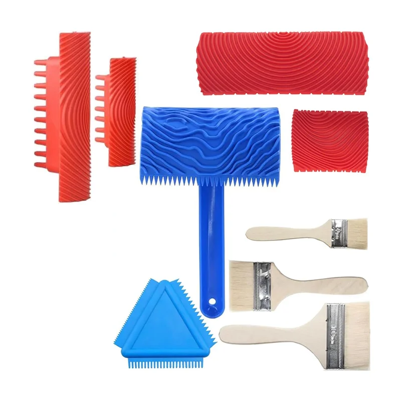 

ABSS-инструмент для зерна дерева, 9 шт., искусственный древесный валик, кисти для рисования, инструмент для зерна, краска, как дерево, инструменты для рисования своими руками