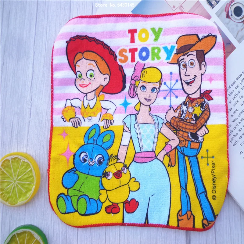 Disney Cartoon Absorbent Cotton Hand Towel Small Square Towel Toy Story Buzz Lightyear Three-eyed Child Handkerchief 20x20cm