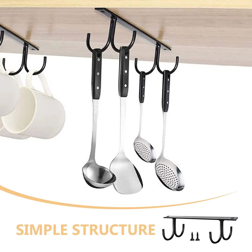 

3 Pcs Cabinet Hook Measuring Cup Rack Coffee Mug Hanger Metal Holder Black Bracket
