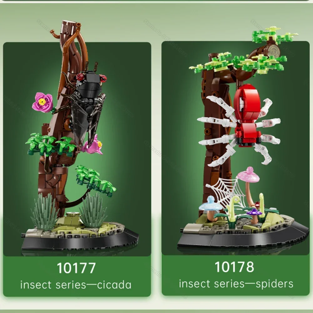 ตัวต่อ MOC มินิบล็อก ชุดสัตว์ในธรรมชาติ แมลง จิ้งหรีด/มด/จิ้งหรีด/แมงมุม แบบประกอบเอง ของตกแต่ง ตัวต่อรูปสัตว์ ของขวัญเด็ก ของเล่น DIY
