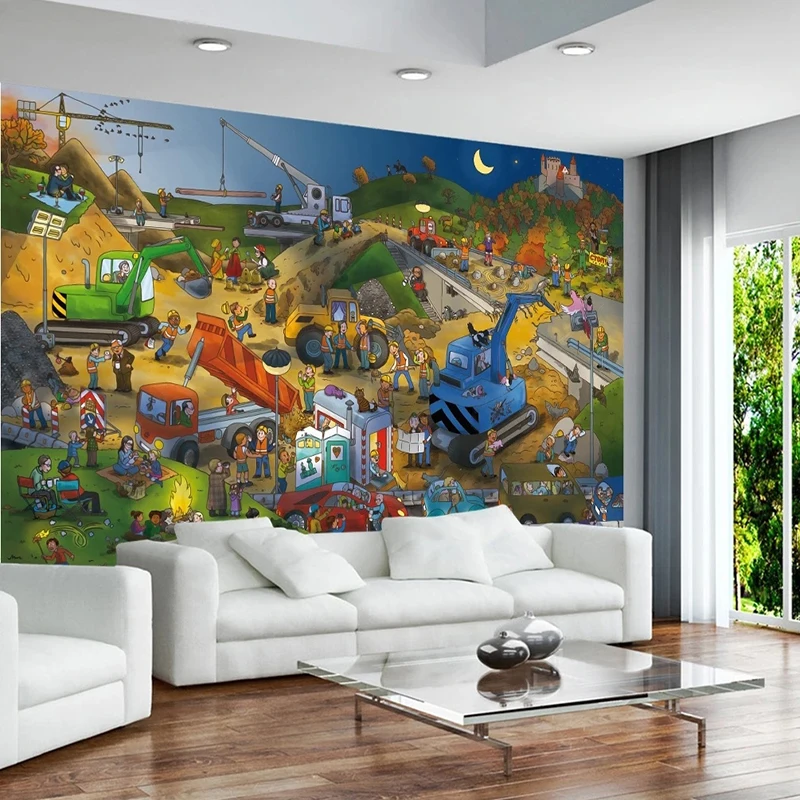 

Custom Photo Wallpaper Modern 3D Cartoon Architecture Wallpaper Children's Room Background Wall Murals 3D Papel De Parede