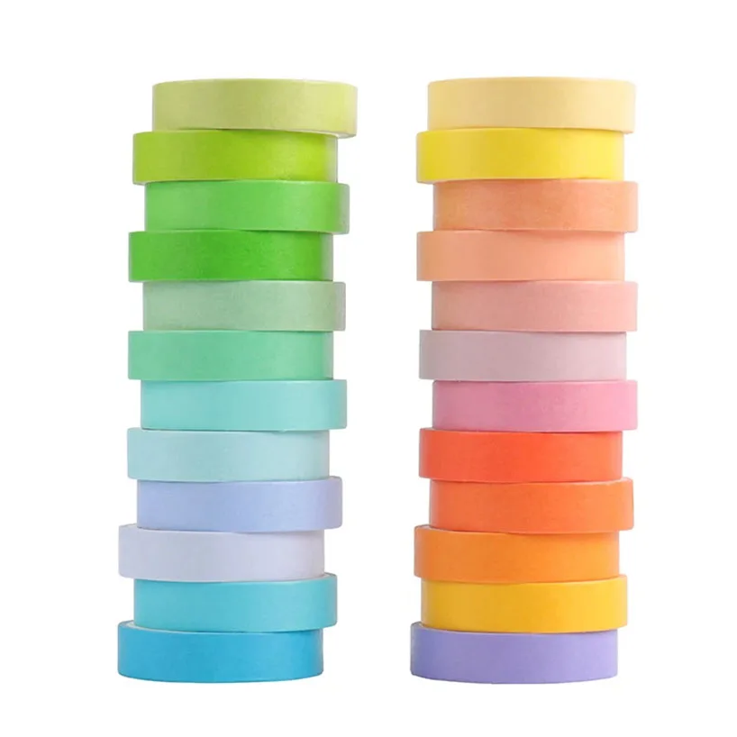 24 rotoli di nastro adesivo Washi color arcobaleno forniture per diario nastro adesivo di base Cinta Adhesiva Decorativa nastri Washi per scrapbooking