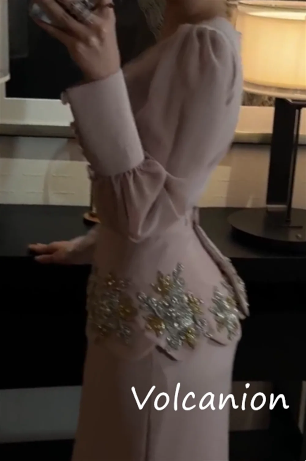 Customized Elegant Jersey Sequined Button Trumpet V-neck Long Dresses Bespoke Occasion Modern Style Simple