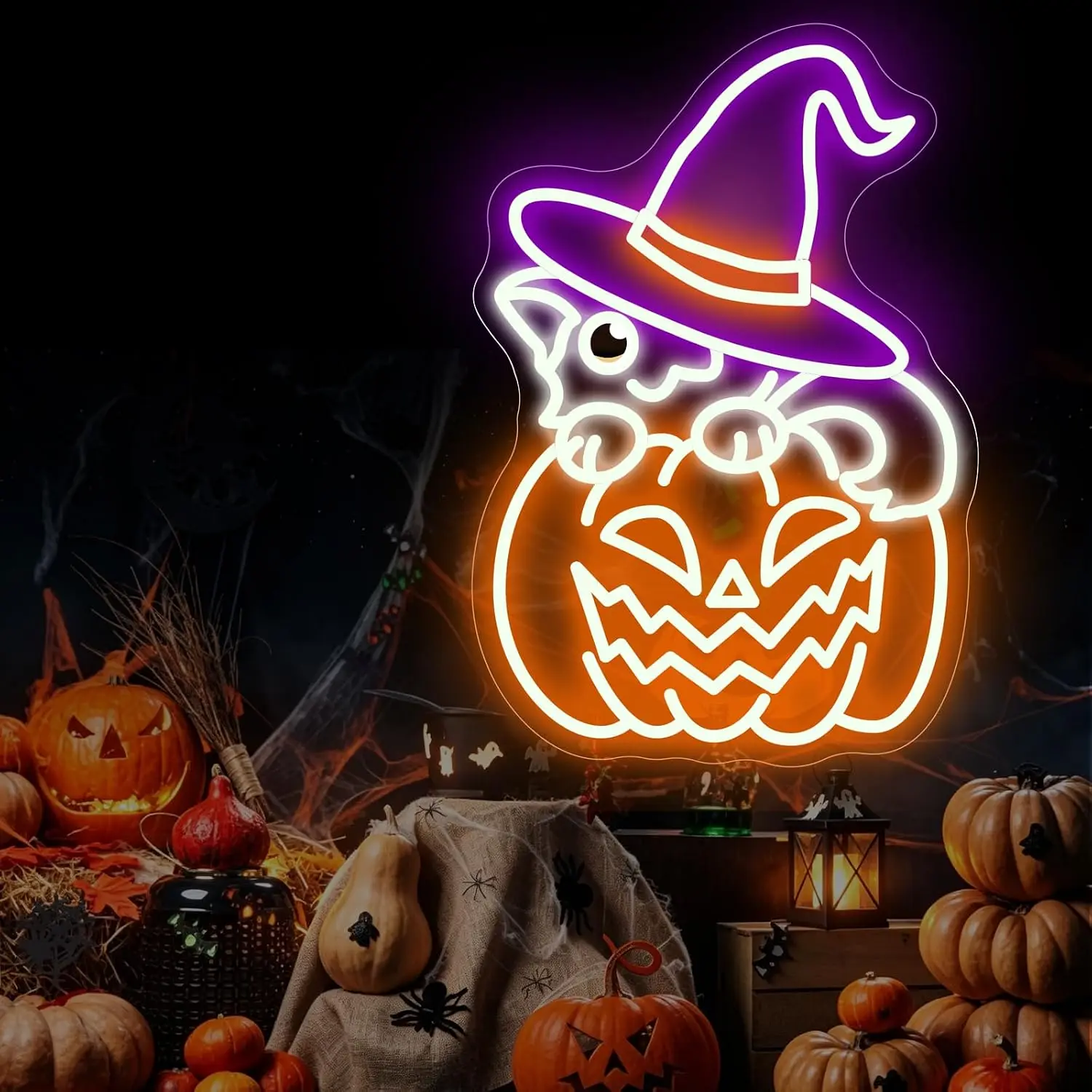 Cute Witch Cat Neon Sign Halloween LED Glowing for Party Home Bedroom Bar Gaming Room Window Decor USB Powered Neon Light Gift