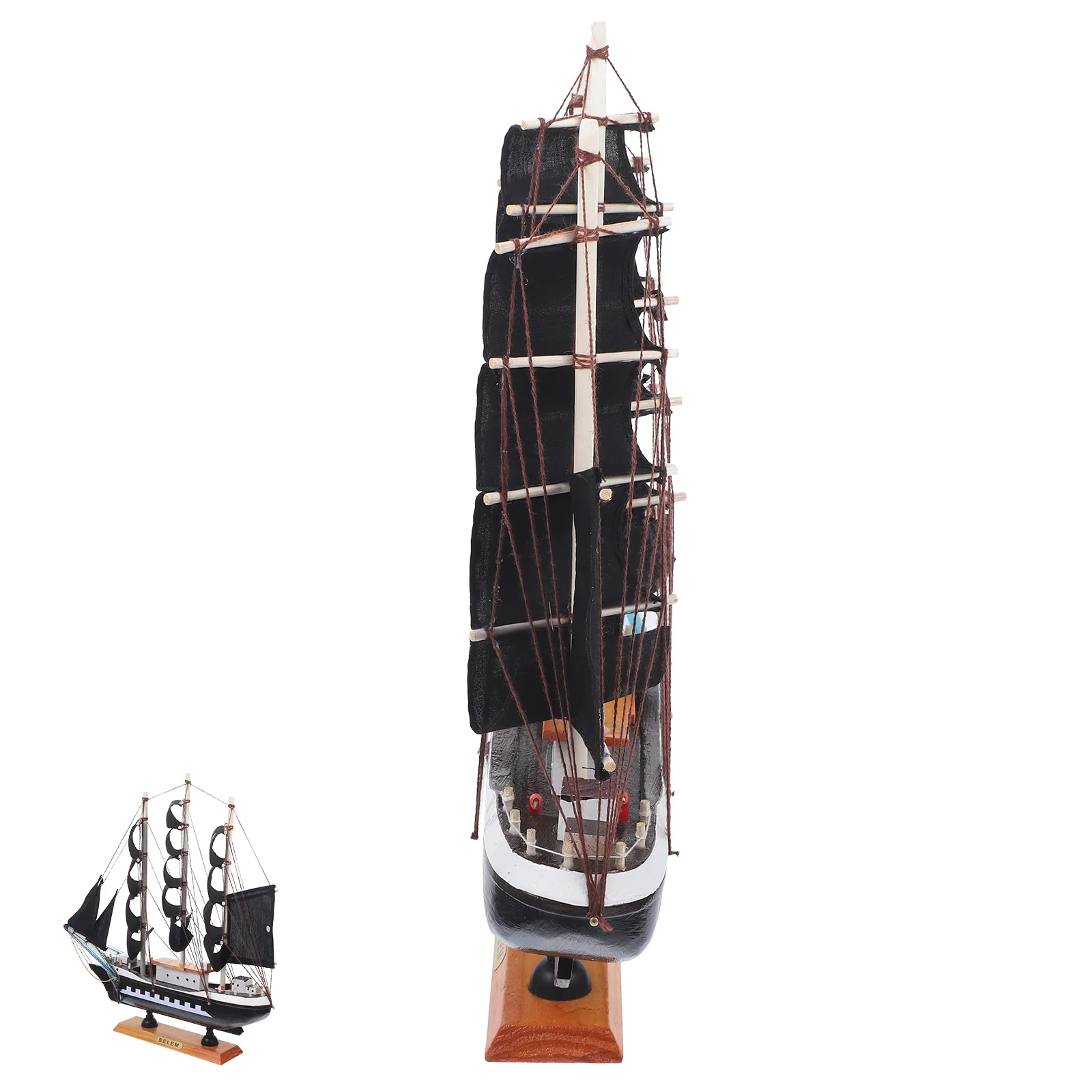 33cm Pirate Wooden Sailing Ship Model Caribbean Boat Decor The Mediterranean Sailboat Bamboo