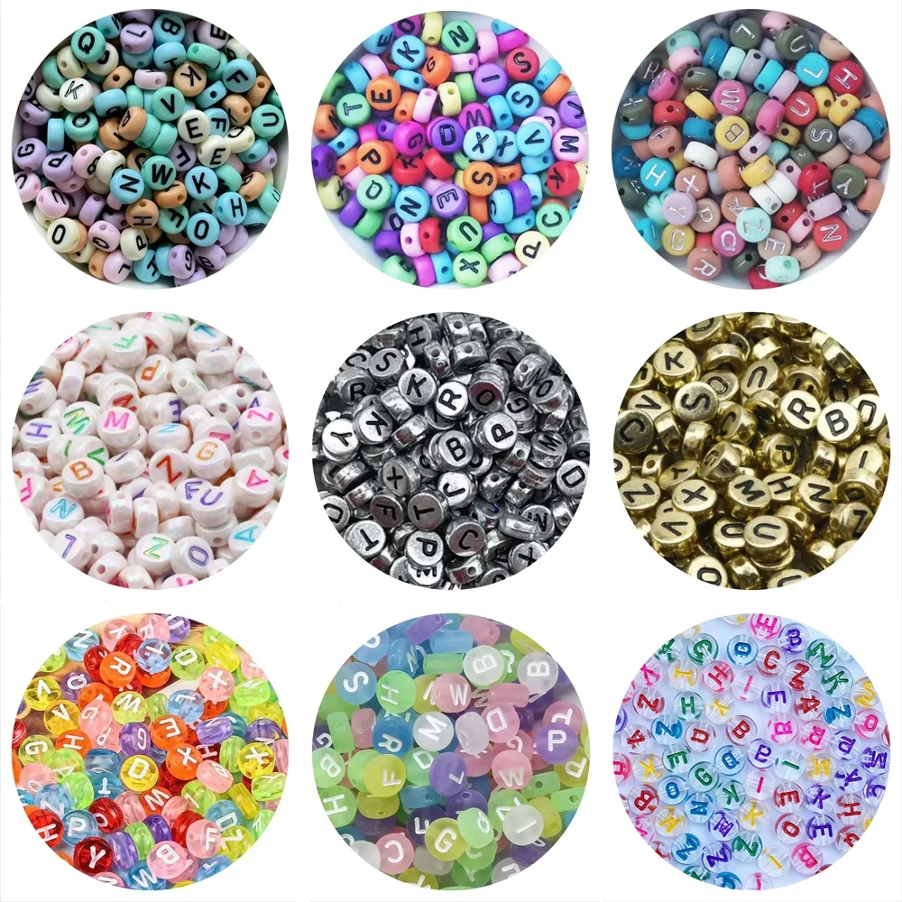 100/200/300/500pcs Acrylic Mixed Color Alphabet Beads Spacer Letter Beads For Jewelry Making Handmade DIY Bracelet Necklace