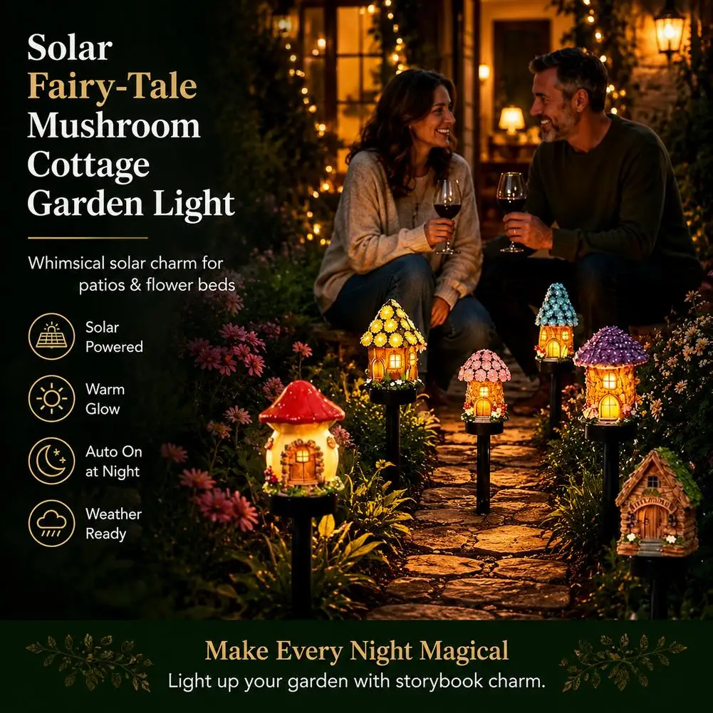 Solar Mushroom Light Fairy Garden Decor Waterproof LED Outdoor House Statue Landscape Lamp Pathway Yard Patio Lawn Flower Bed