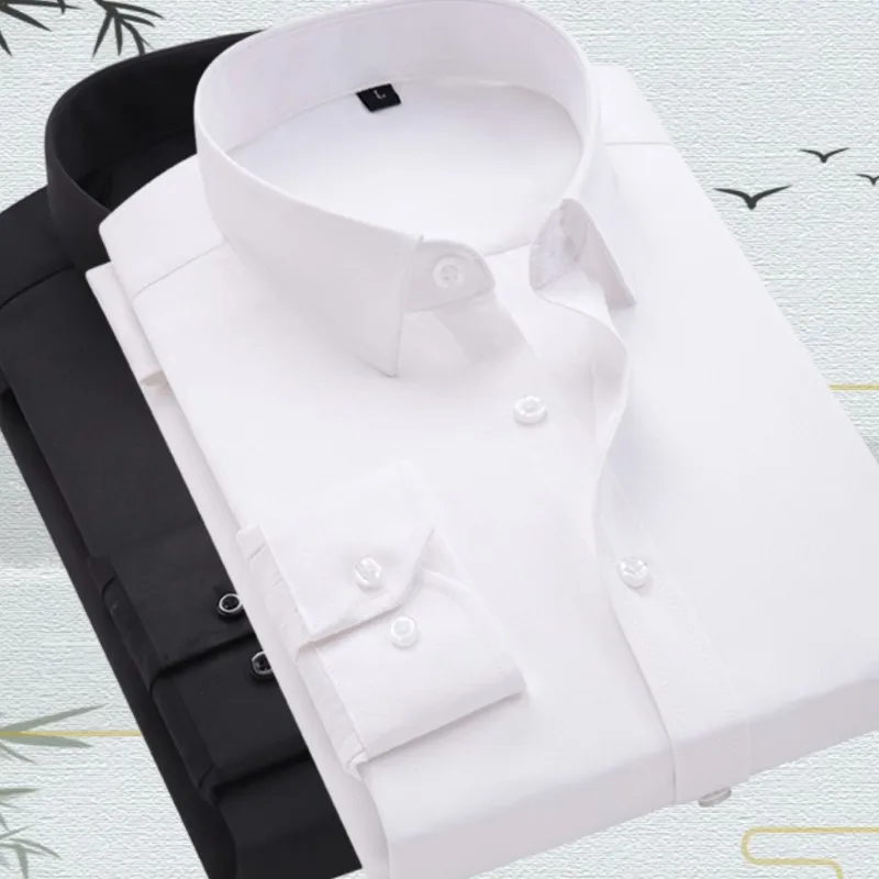 Spring Autumn Gentleman Long Sleeve New Shirt Men Slim Business Clothes For Male White Long Sleeve Inch Shirt Men