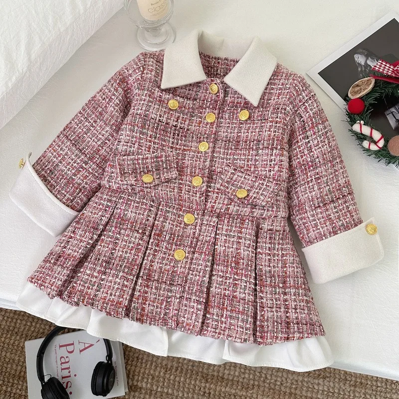 Winter Girls Jackets Dress Fleece Warm Princess Dresses Elegant Girls' Coat Kids Dresses for Girls Birthday Party Kids Clothing