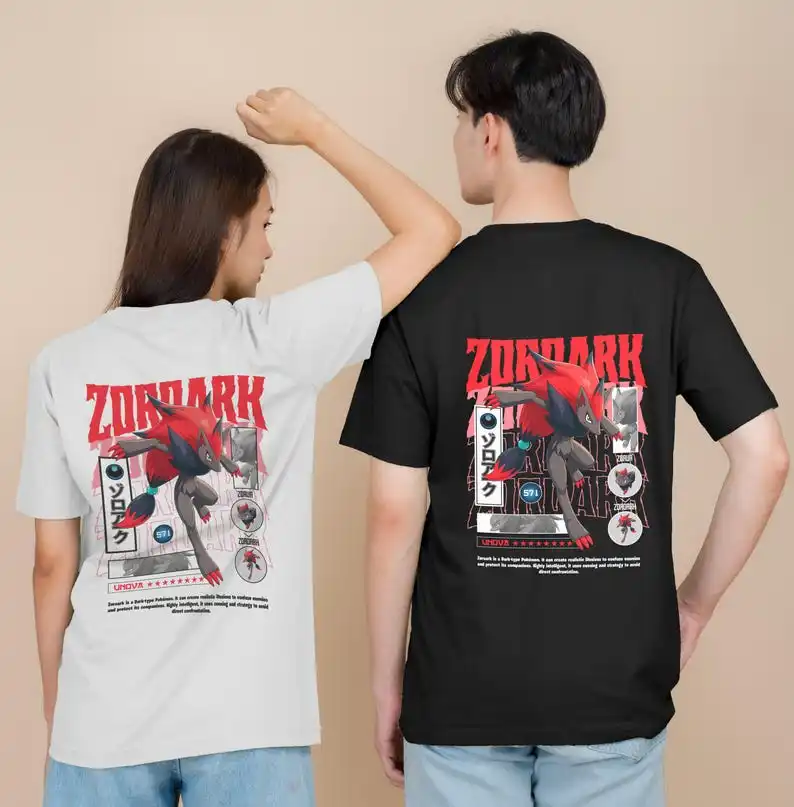 

Футболка Pokemon Zoroark Y2k, футболки японского аниме, модная футболка для родителей и детей, хлопковая футболка с короткими рукавами и принтом, футболки Harajuku Y2K