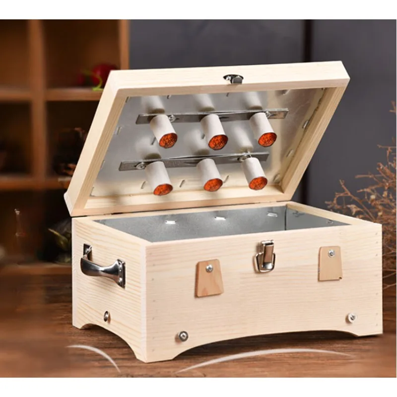 Wooden Moxibustion Box Abdominal and Waist Personal Moxibustion Wooden Solid Wood Suspension Moxibustion Box Barrel Wooden Box