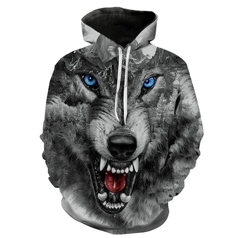 Animal Wolf 3D Print Hoodies Men Women Fashion Tiger Oversized Hoodie Pullovers Hooded Sweatshirts Tracksuit Coats Kid Clothing