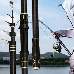 Large Heavy Lifting Fishing Rod Carbon Sea Rod 2.1-4.5M Telescopic Spinning Rod For Heavy Fishing 50-200G Lure Weight