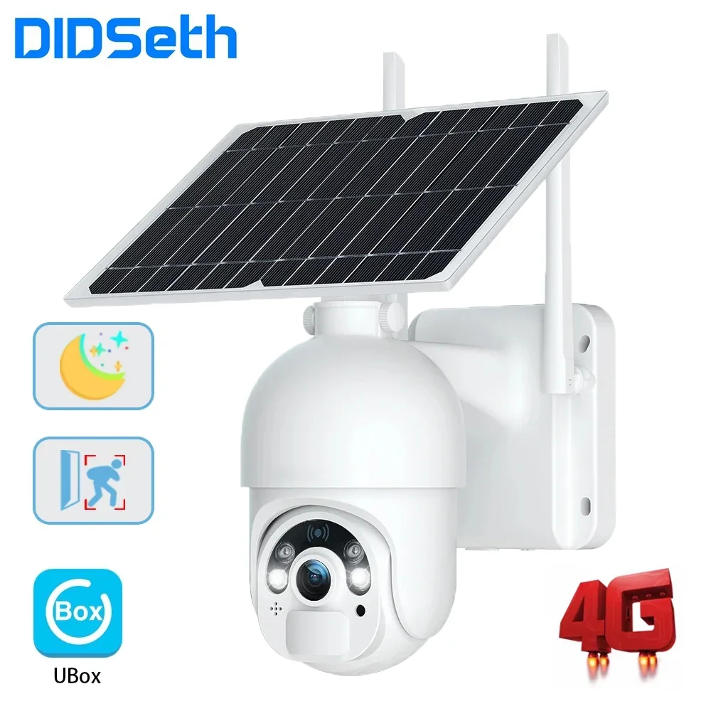 

Didseth 5MP Outdoor Solar Camera 8W Solar 10000mAh Battery 4G Dual Mode Color Night Vision Human Detection 2 Way Audio IP66