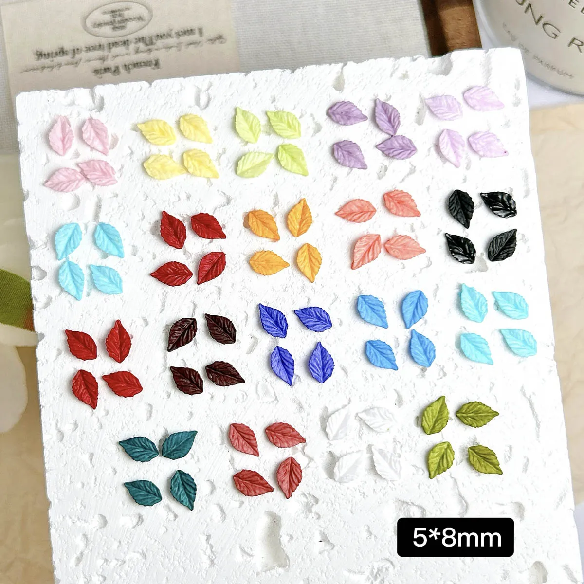 60PCS Minimalist Luminous Simulated Leaf Nail Art Decorations Mutiple Colors Cute Leaves Resin Nail Charms DIY Phone Case Nails