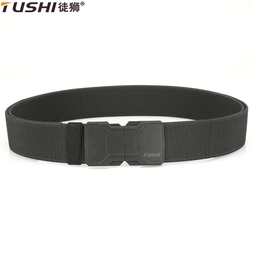 TUSHI Quick Release Pluggable Nylon Magnetic Buckle Elastic Belts For Men Durable Tactical Belt Cowboy Outdoor Army Belt Hunting