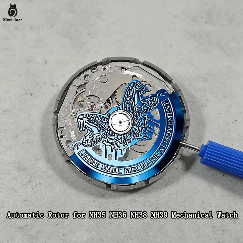 MechJazz Dragon‑Engraved Automatic Rotor, Modification Replacement Part for NH35 NH36 NH38 NH39 Mechanical Watch Movement
