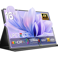 UPERFECT True 4K Portable Monitor 16inch UHD 3840x2160 100% sRGB USB-C 3.1 HDMI External Second Screen Computer Display w/ VESA