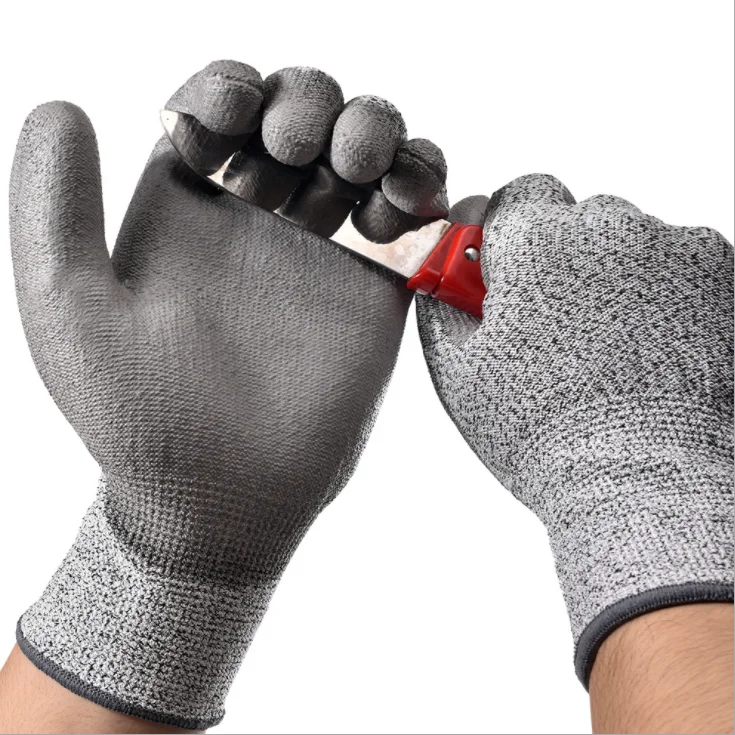 Free shipping 6pcs/lot=3 pairs/lot Safety Level 5 latex coated HPPE Cut Resistant safety gloves