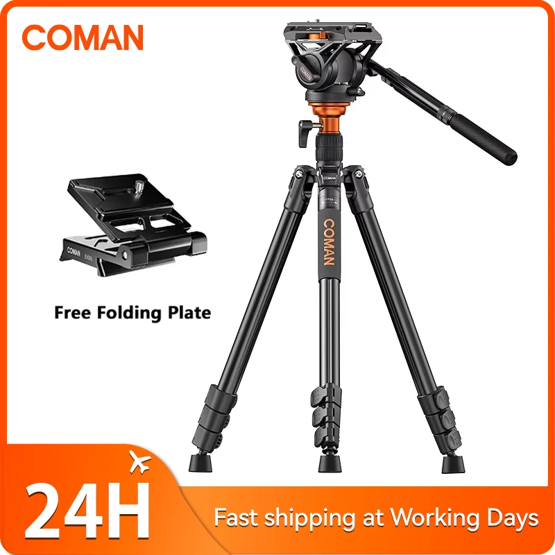 COMAN FF06S Professional Video Camera Tripod With 360° Panorama Fluid Hydraulic Head Monopod For Canon Nikon Sony DSLR Cameras