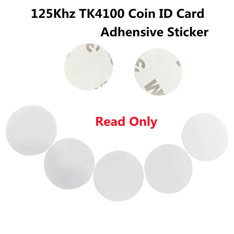 125Khz TK4100 EM4100 Smart Proximity Coin Card RFID Tag With Adhensive Sticker Read Only Diameter 25mm for Access Control
