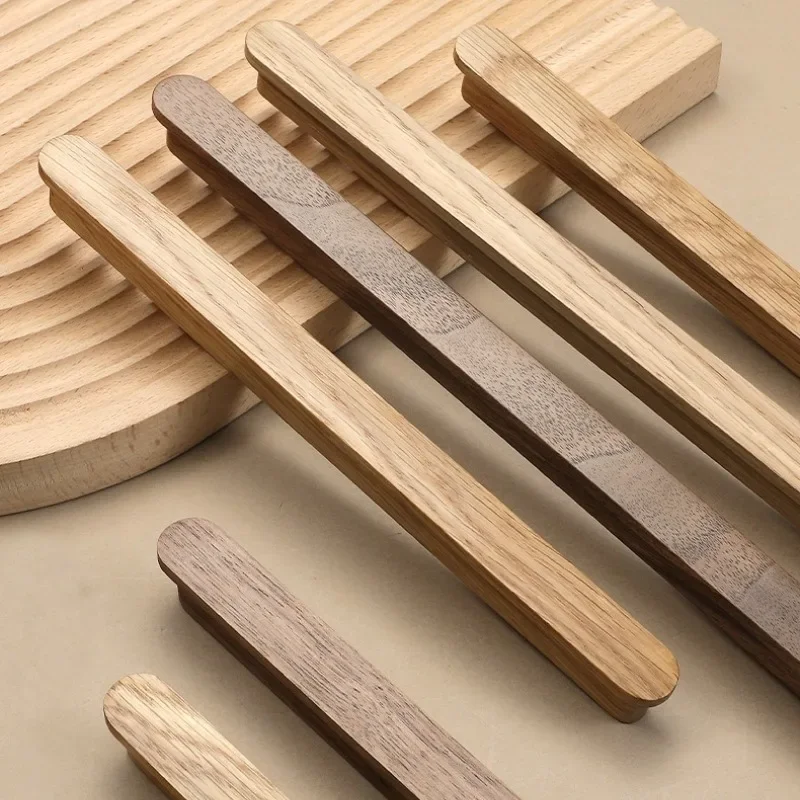 Langer Kleiderschrankgriff, nordischer natürlicher Holzmöbelgriff, Schränke, Küchengriffe, Griffe, Schränke und Schubladen, Kommodenknöpfe