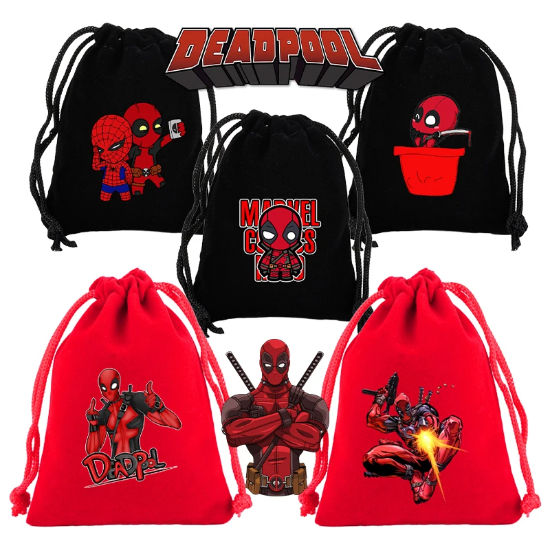 Disney Marvel Deadpool Drawstring Bag Shopping Kids Girl Childern Student Portable Anime Movie DIY Party Hand Pocket Gifts Pouch