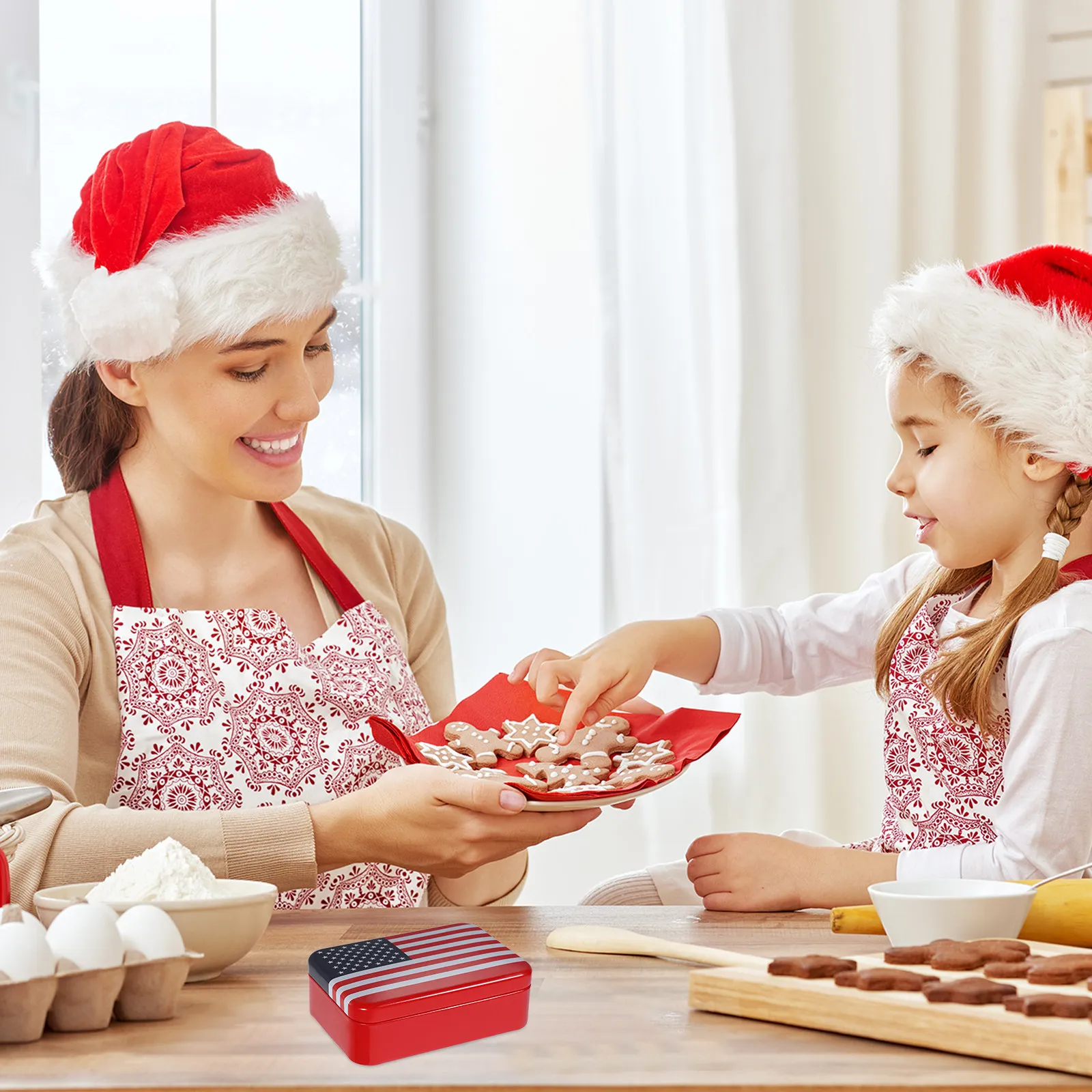 Caja de hojalata para dulces, galletas y bombones, estuche de hojalata para galletas, caja de almacenamiento para recuerdos de fiesta, lata de almacenamiento para dulces y regalos festivos
