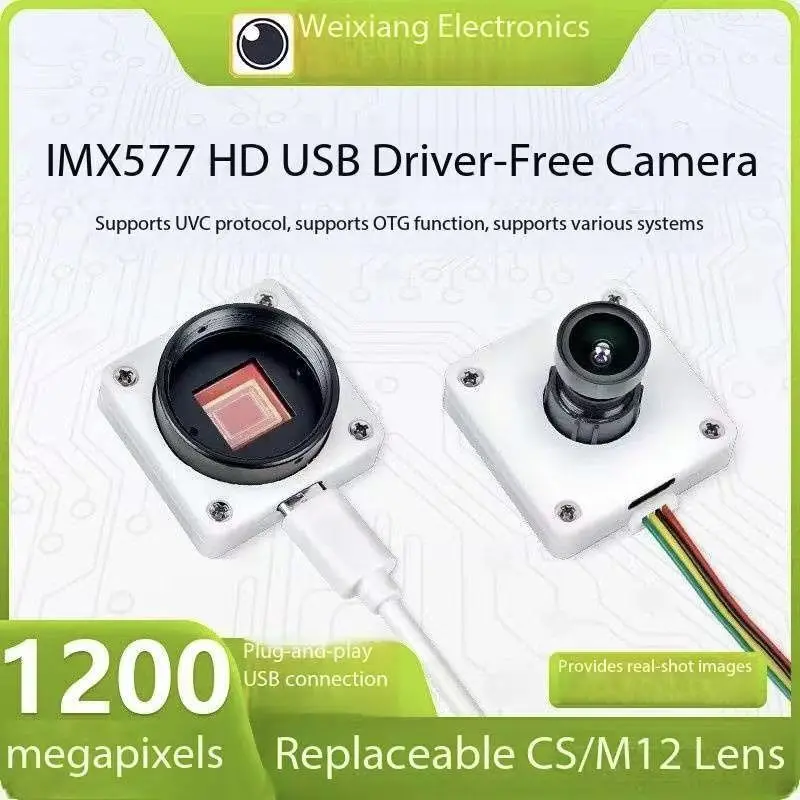 12MP IMX577 USB Camera for Raspberry Pi  4K, UVC CS & M12 Mount, OTG Compatible