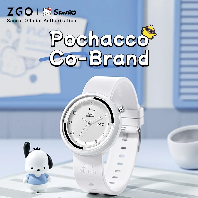 Zgo x Sanrio Pochacco Watch Female Student Luminous Waterproof Cute Simple Junior High School Student Exam Quartz Watch 2135