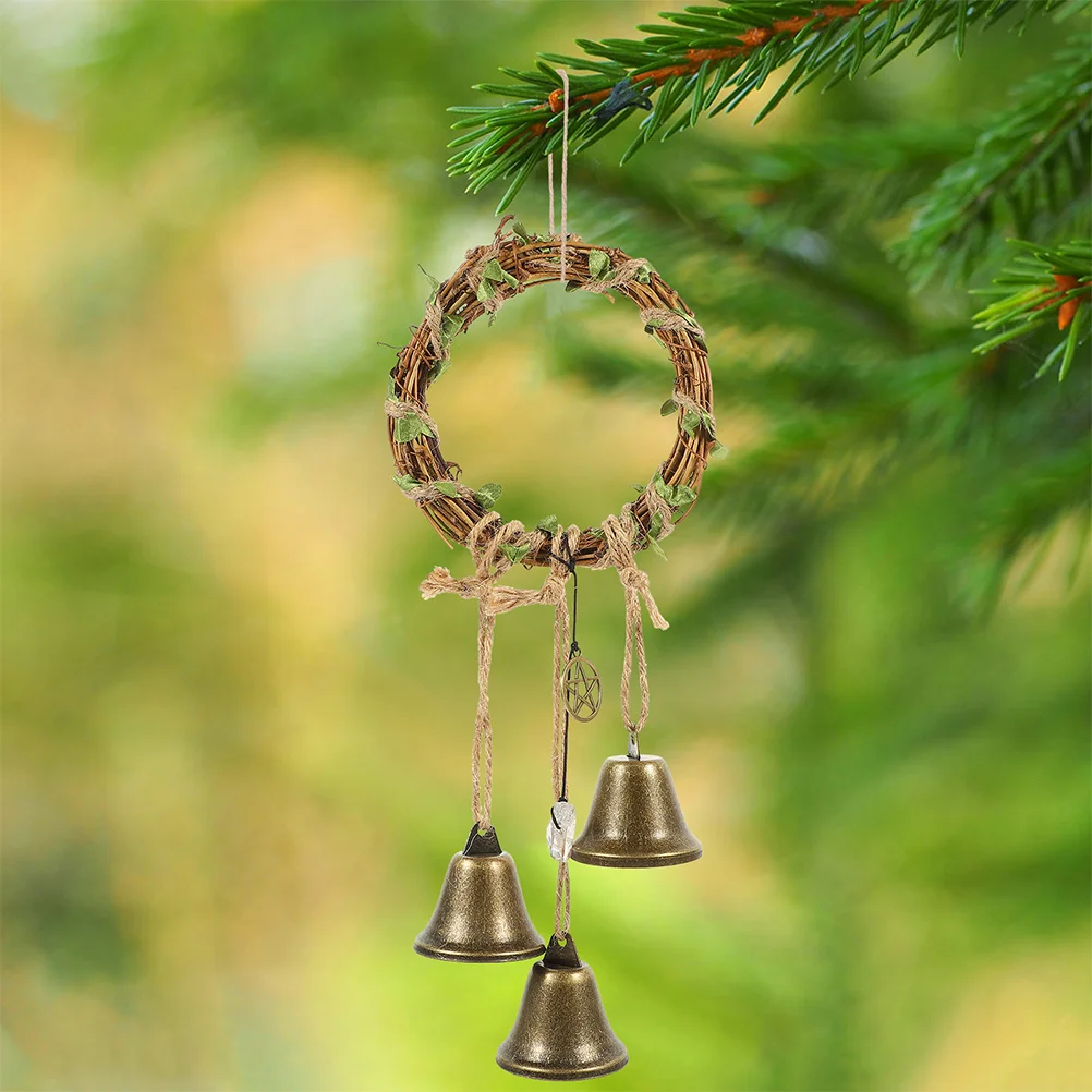 2 Pcs Witch Wind Chime Hanging Bell Protection Decor Outdoor Decorate Iron Zircon Patio Ornament Boho