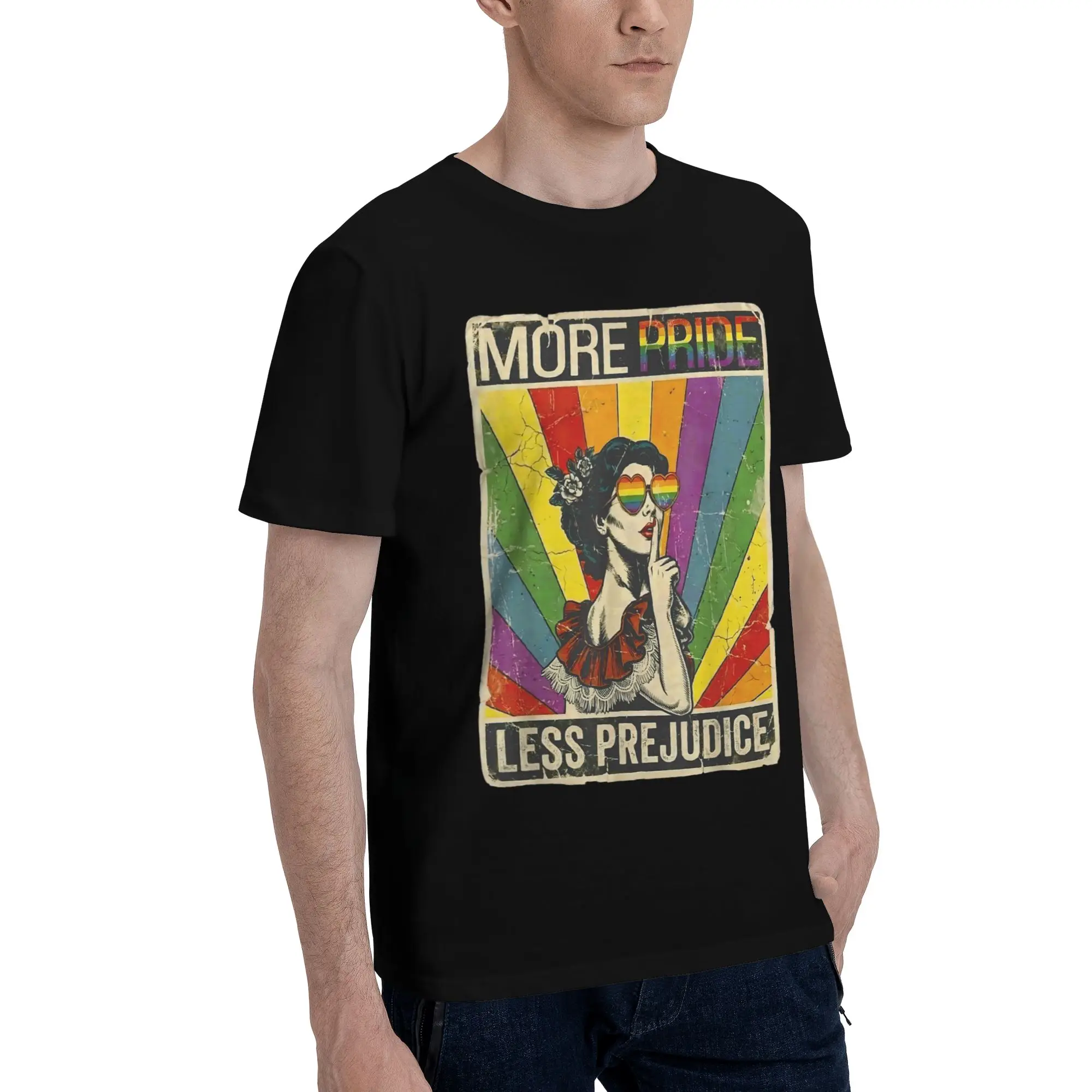 More Pride Less Prejudice  Tee Shirt for Men Women Graphic Printed T Shirts  100% Cotton Clothes