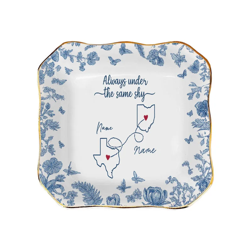 1pc Personalized Best Friends Patterns Wedding Ring Dish Bridesmaid Gift for Women Trinket Tray Keepsake Plate Jewelry Dish Enga