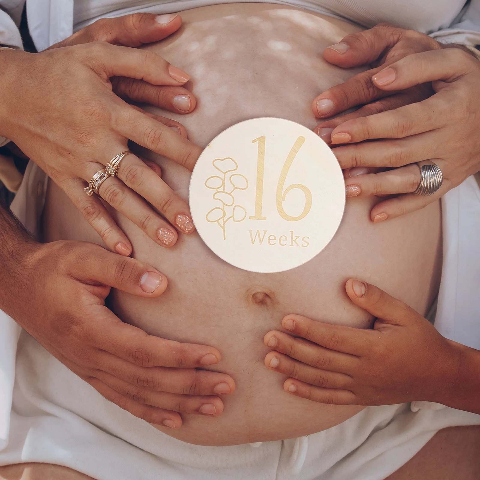 11 Pcs Wooden Pregnancy Discs Double Sided Newborn Photo Prop Cards Baby Weekly Growth Tracker Sign for Baby