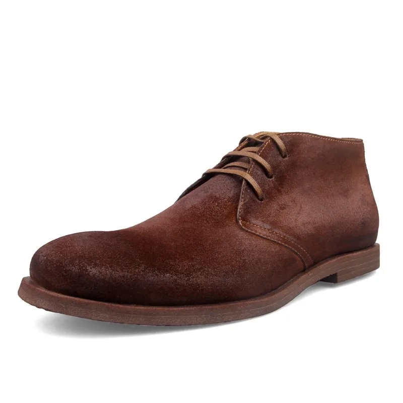 

Low-top Nubuck Leather Men Casual Boot Retro Round Toe Man Ankle Boot