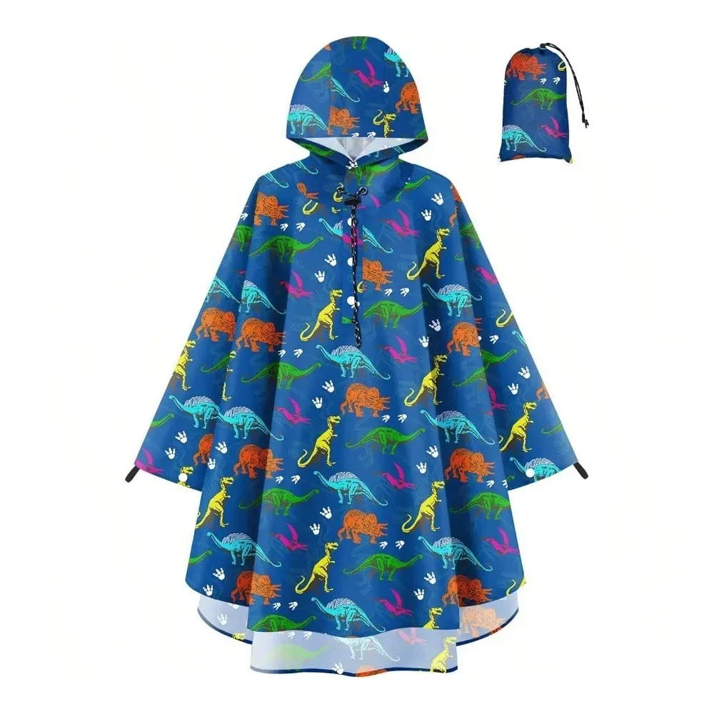 

OlyPegic Rain Poncho With Hooded Reusable Waterproof Lightweight Ponchos Boy Girl Raincoat Outwear